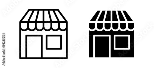 Shop icon in black color for website or app.