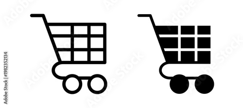 Shopping trolley icon in black color for website or app.