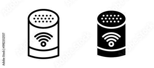 Smart speaker icon in black color for website or app.