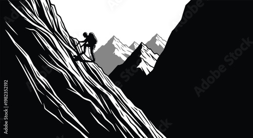 Mountain silhouette a lone hiker contemplates a majestic alpine landscape