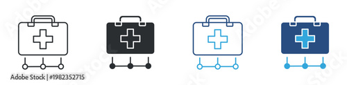 Medical Kit Timeline Icon Set, Healthcare Process and Treatment Stages Concept, First Aid and Medical Service Symbol, Vector Illustration