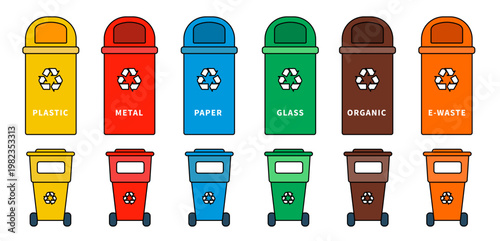 Sorting garbage on white background