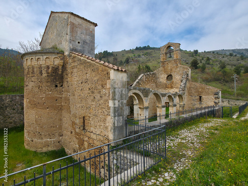 Ancient Romanesque Ruins of Santa Maria di Cartignano Church in Bussi sul Tirino, Abruzzo, Italy