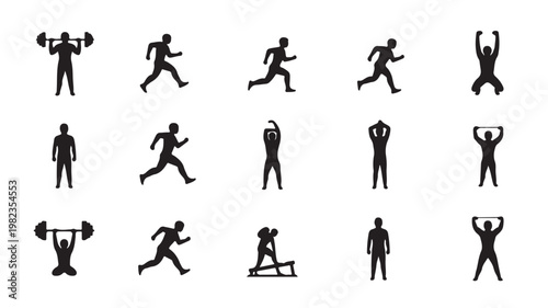 Yoga and fitness exercise silhouette pose icon