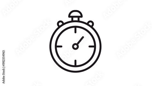 Minimalist black line art stopwatch vector icon illustration. Clean and scalable symbol for time management, speed, efficiency, countdown, and sports timing, isolated on a white background.