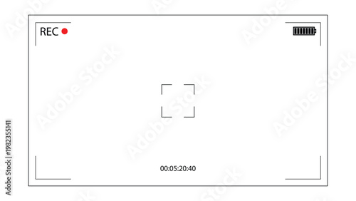 Video Camera Viewfinder Screen Interface with REC and Battery Icon
