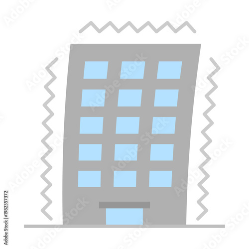 地震で揺れるビル