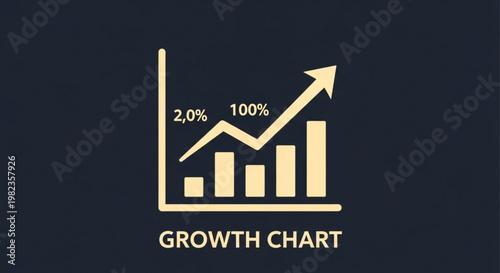 Visual representation of growth and progress shown through a bar chart with an upward trending arrow