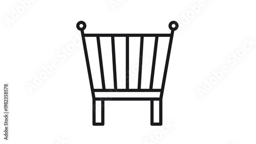 Minimalist Black Vector Icon of a Baby Crib or Cot, Scalable Line Art Illustration of Nursery Furniture for Infant Sleep and Child Care, Modern Silhouette Symbol for Parenting and Baby Gear.