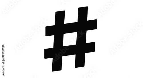 A stark black hashtag symbol simple graphic design silhouette