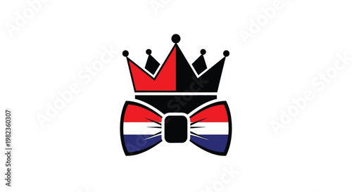 Royal crown with Netherlands flag bow tie in bold vector style”