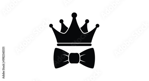 A regal crown and bow tie design strikingly presented as a silhouette