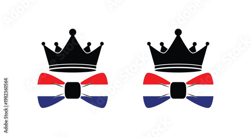 Two dutch crowns with ribbons a striking black silhouette