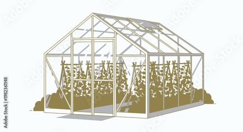 Illustration of a greenhouse structure.