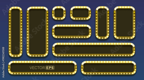 Golden marquee light frames collection.