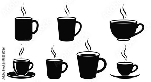 Woman enjoying coffee at a table a striking black silhouette