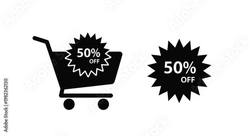 Black shopping bag with a sale tag a striking silhouette