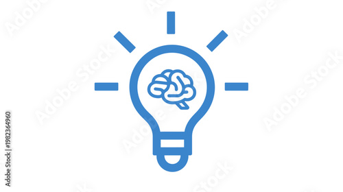 Brain Idea Lightbulb Icon: Creative Thinking, Innovation, Problem Solving, Intelligence, and Inspiration Concept