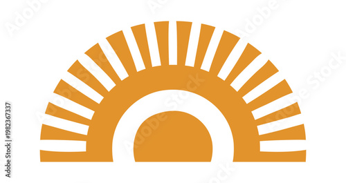 Sunburst Rising Half Circle Geometric Emblem