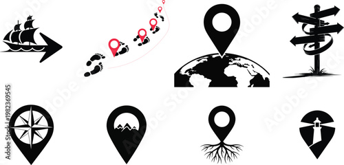 Collection of navigation and location icons