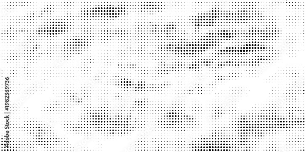 Fototapeta premium Halftone radial split gradient pattern, black dots forming dynamic center fade, minimal abstract geometric texture perfect for visual layout