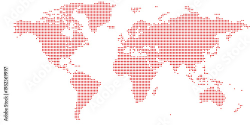 Modern Flat World Map in Coral Colour – Clean and Minimal Global Continents Design Isolated on Light Background
