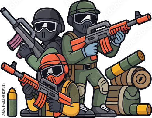  Cute cartoon a illustrator vector airsoft