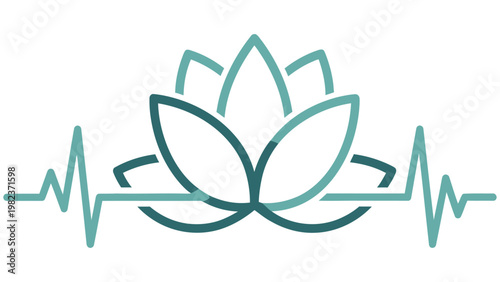 Fotografía Lotus flower with heartbeat line graphic health care heartbeat wellness meditati