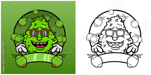 Coconut Flavor with Weed Mascot Cartoon. Weed Design For Logo, Label and Packaging Product.