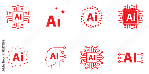 Artificial intelligence AI processor chip vector icon symbol. AI system icon illustration vector