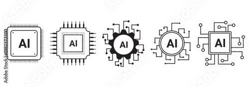 Set of AI icons. Artificial intelligence Vector illustration Web Icon Collection.