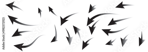 Air flow set. Blue arrows showing air. Set of blue arrow showing wind air flow. Blue air flow arrows showing wind circulation and ventilation.