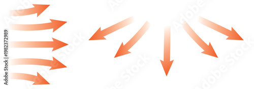 Air flow arrows set. Set of blue arrow showing wind air flow. Vector set of air flow arrows. Blue air flow arrows showing wind circulation and ventilation. Set of blue arrows showing cold air.