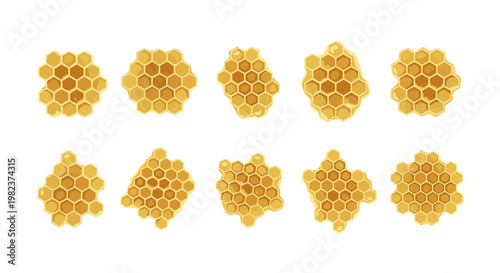 Collection of honeycombs with hexagonal pattern