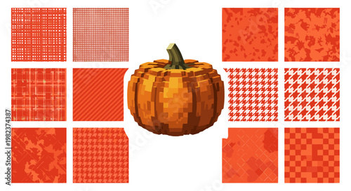 Halloween pumpkin with various textured and patterned backgrounds