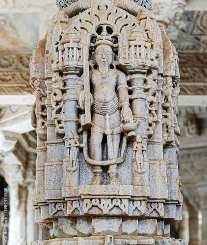 Ranakpur Jain Temple in Rajasthan, built in the 15th century and dedicated to Adinatha, is famed for its marble design, 1,444 unique pillars, symmetry, and serene spiritual ambiance.