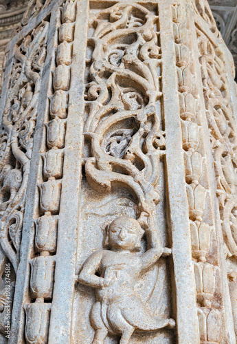Ranakpur Jain Temple in Rajasthan, built in the 15th century and dedicated to Adinatha, is famed for its marble design, 1,444 unique pillars, symmetry, and serene spiritual ambiance.