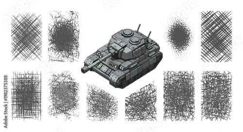 Military tank model with detailed design
