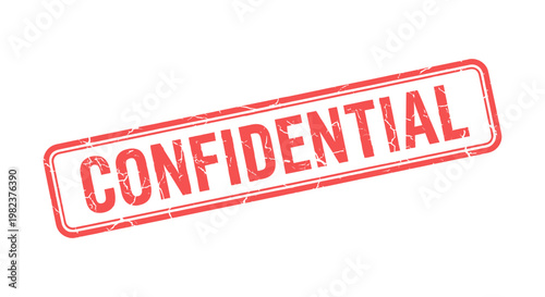 A red rectangular grunge rubber stamp tilted diagonally with the word "CONFIDENTIAL"