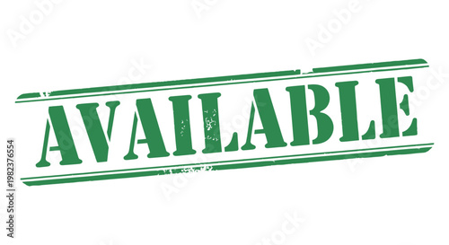 A green grunge rubber stamp with the word "AVAILABLE" prominently displayed