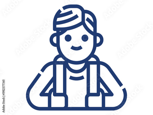 Student Boy Line Art: School Student Icon, Happy Education Symbol, Minimalist Learning Graphic, Professional Child Illustration
