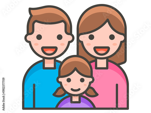 Family Man Woman Girl Emoji Line Art: Family Connection Icon, Parent Child Symbol, Minimalist Home Unit Graphic, Professional Relationship Illustration