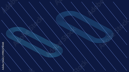 Abstract dark blue background with two translucent oval shapes and diagonal lines, representing digital data, secure links, or modern technology concepts.