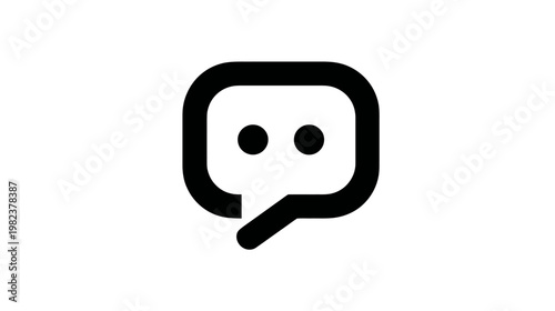 Simple black speech bubble icon with two dots, symbolizing modern chat, digital communication, AI assistant, and messaging apps.