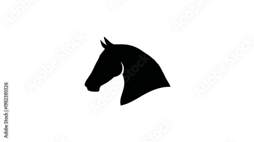 Elegant black horse head silhouette in profile on a clean white background, ideal for logos, equestrian themes, and branding.