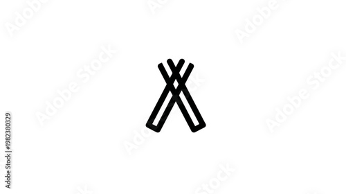 Minimalist black outline teepee icon isolated on white background, representing camping, nature, adventure, and traditional shelter.