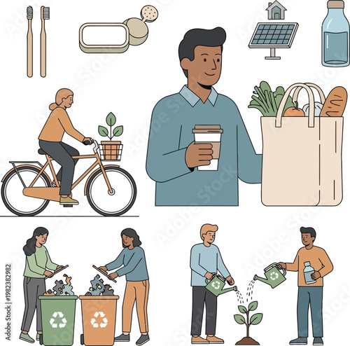 Eco friendly living with recycling and sustainable daily habits