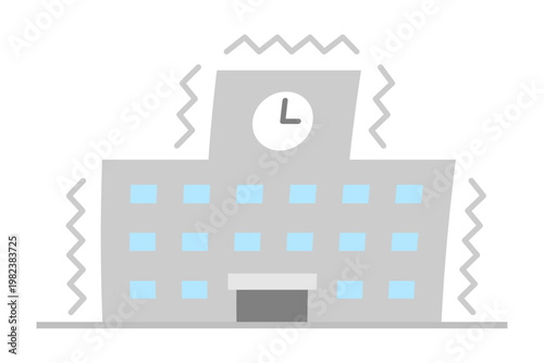 地震で揺れる学校