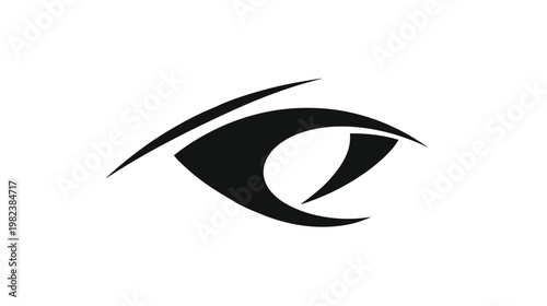 Modern abstract stylized eye vector logo design. Sharp geometric black and white symbol representing vision, insight, and observation.