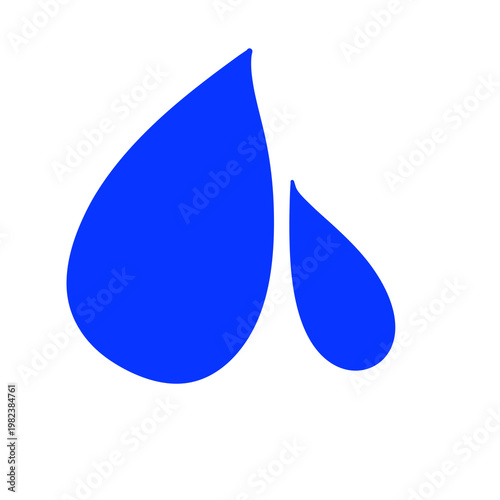 Two blue water droplets isolated on a transparent background (PNG).